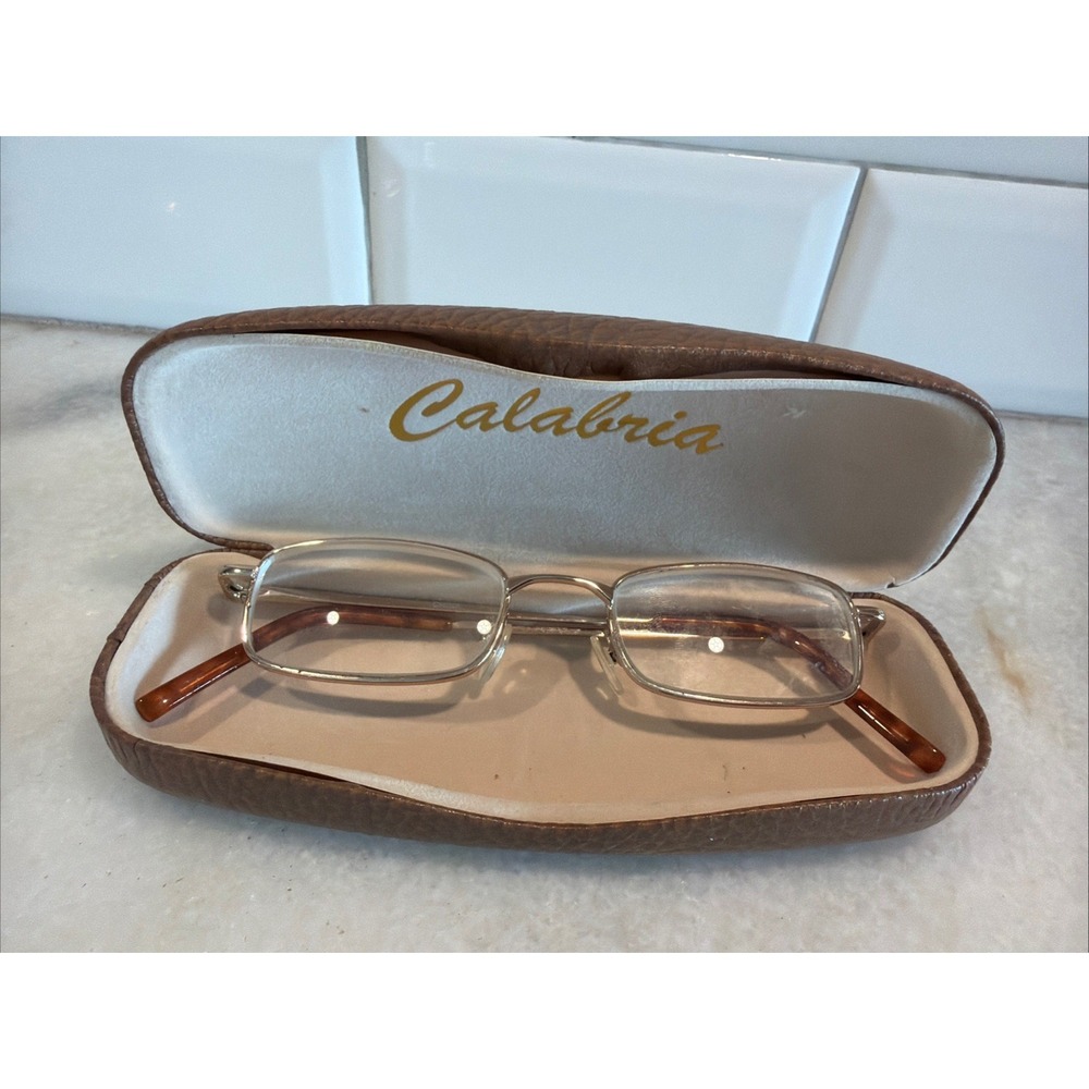 Calabria reading R853XL Gold Frame glasses +5.00 With Hard Case
